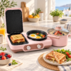 Estación de Desayuno 3 en 1 1500W con Sandwichera, Sartén y Olla de 2 L